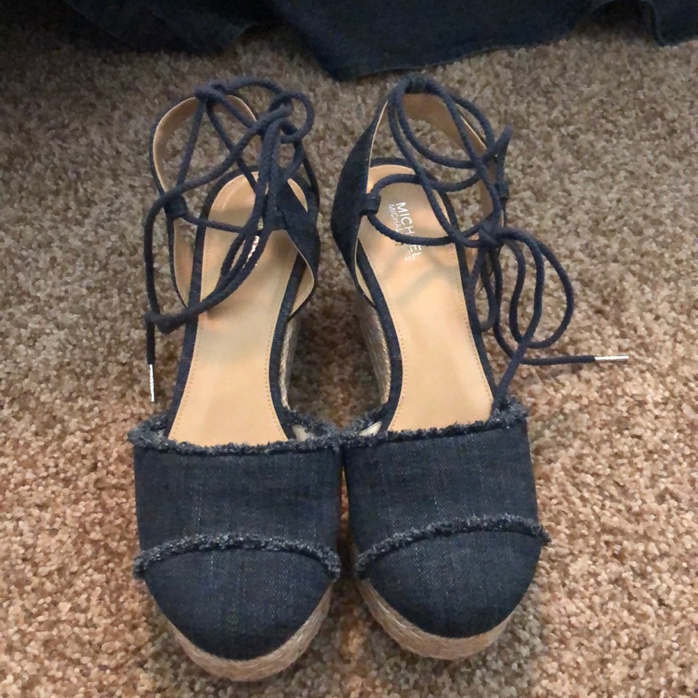 Michael Kors denim lace up wedges